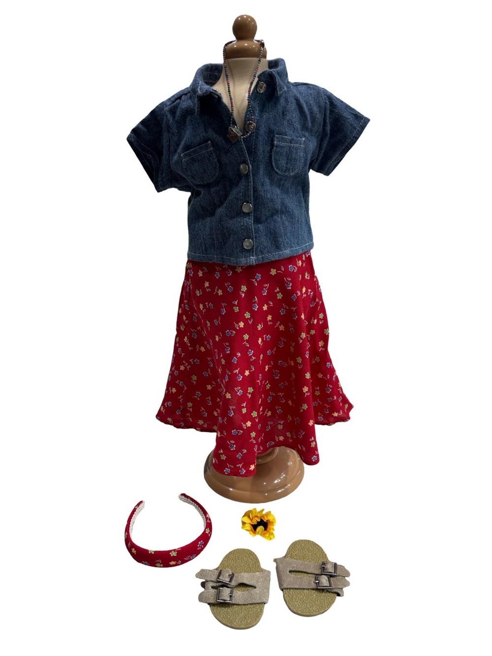 VTG American Girl Today Pleasant Company Denim Jacket Floral Skirt Accessories - Picture 1 of 14